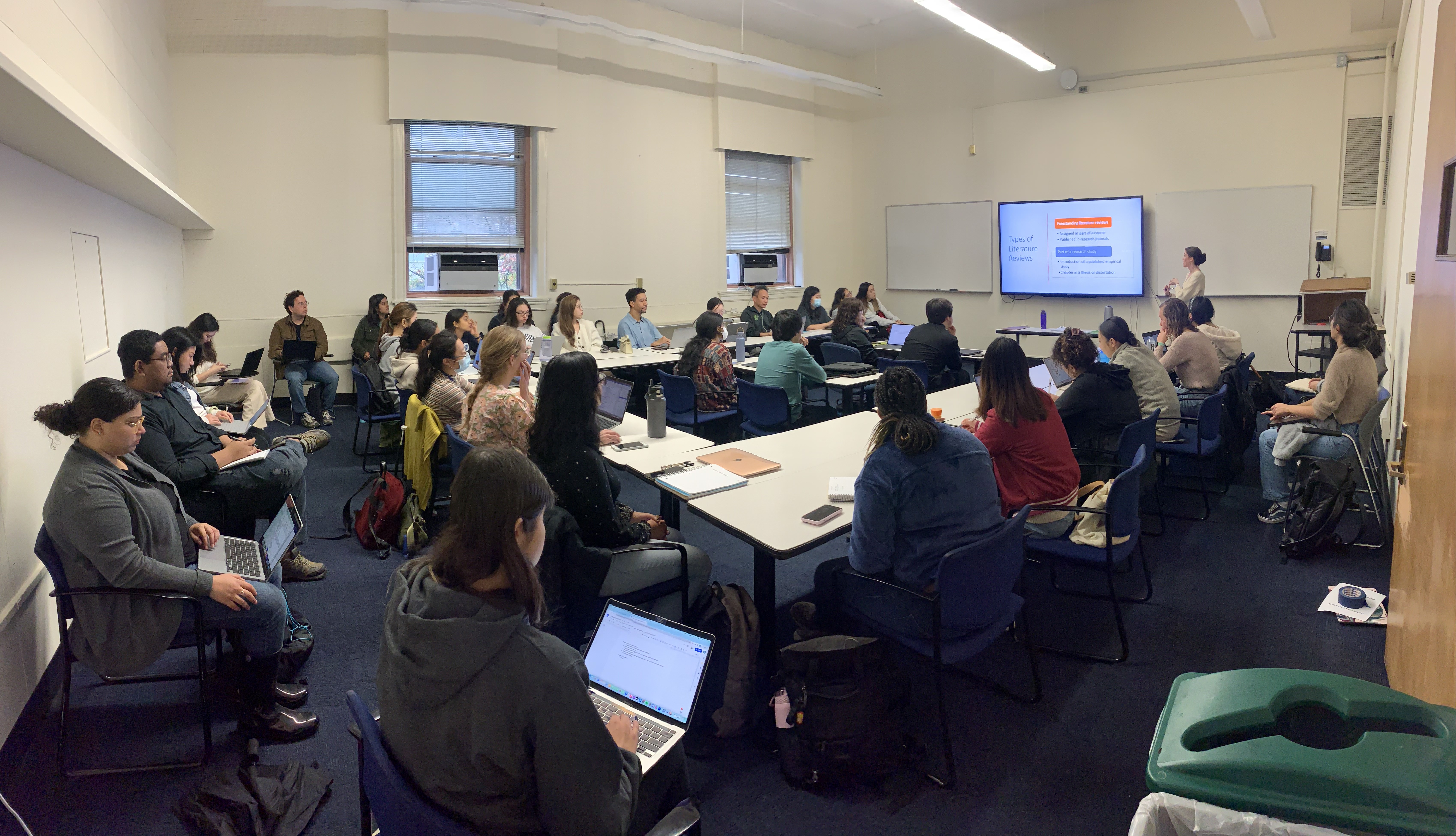 Students attending a literature review workshop