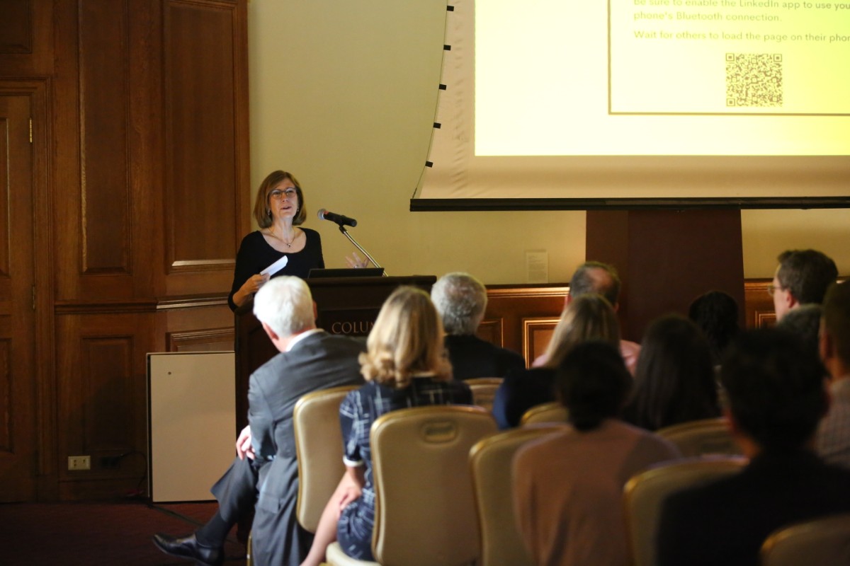 Vice Dean for Research Carol Scheffner Hammer, Closing Remarks (Photo: Teachers College/Bruce Gilbert)