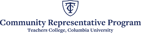 In navy blue, a centered navy blue logo with the TC Shield, centered below the text reads 