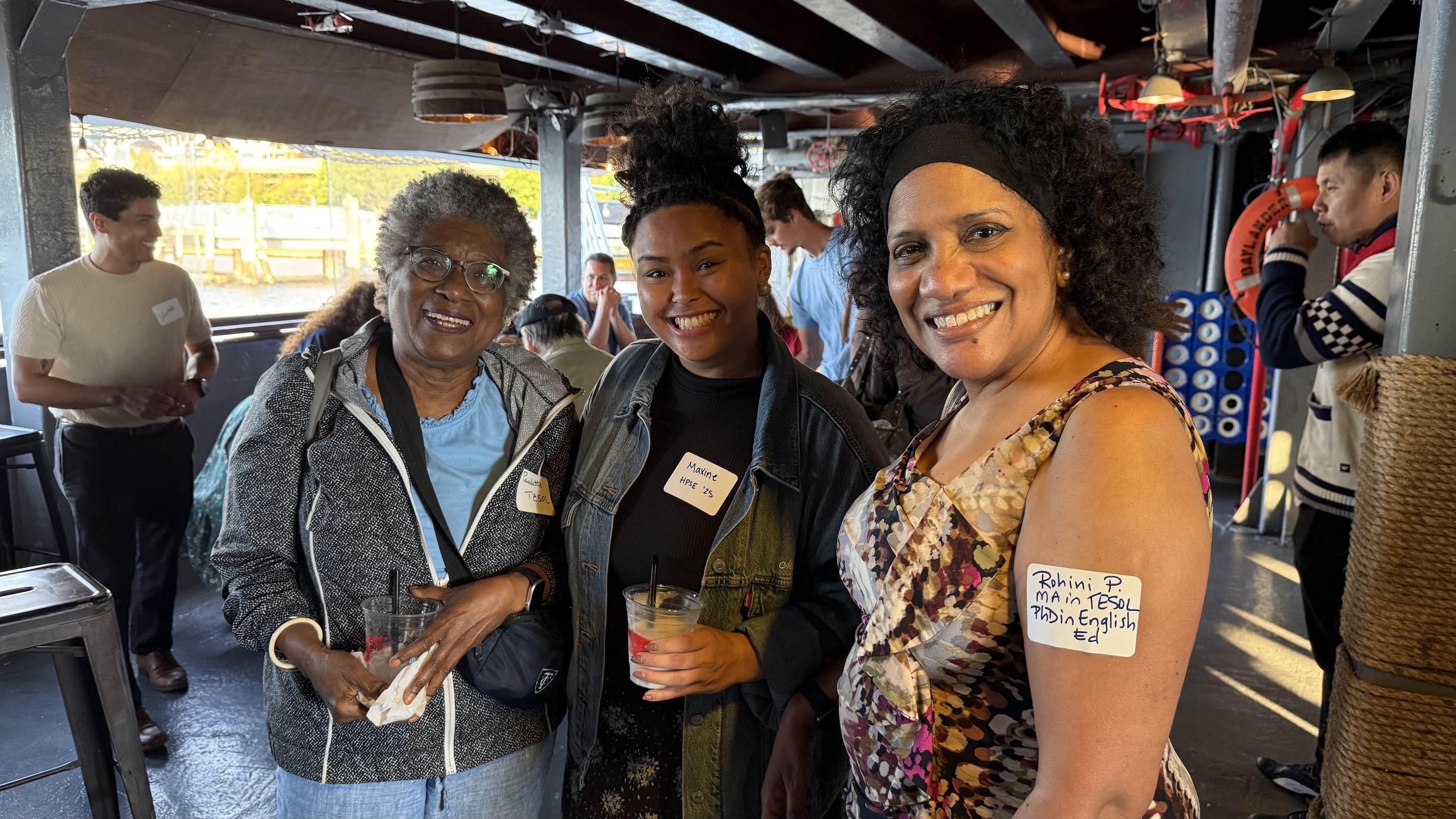 Alumni group photo during happy hour