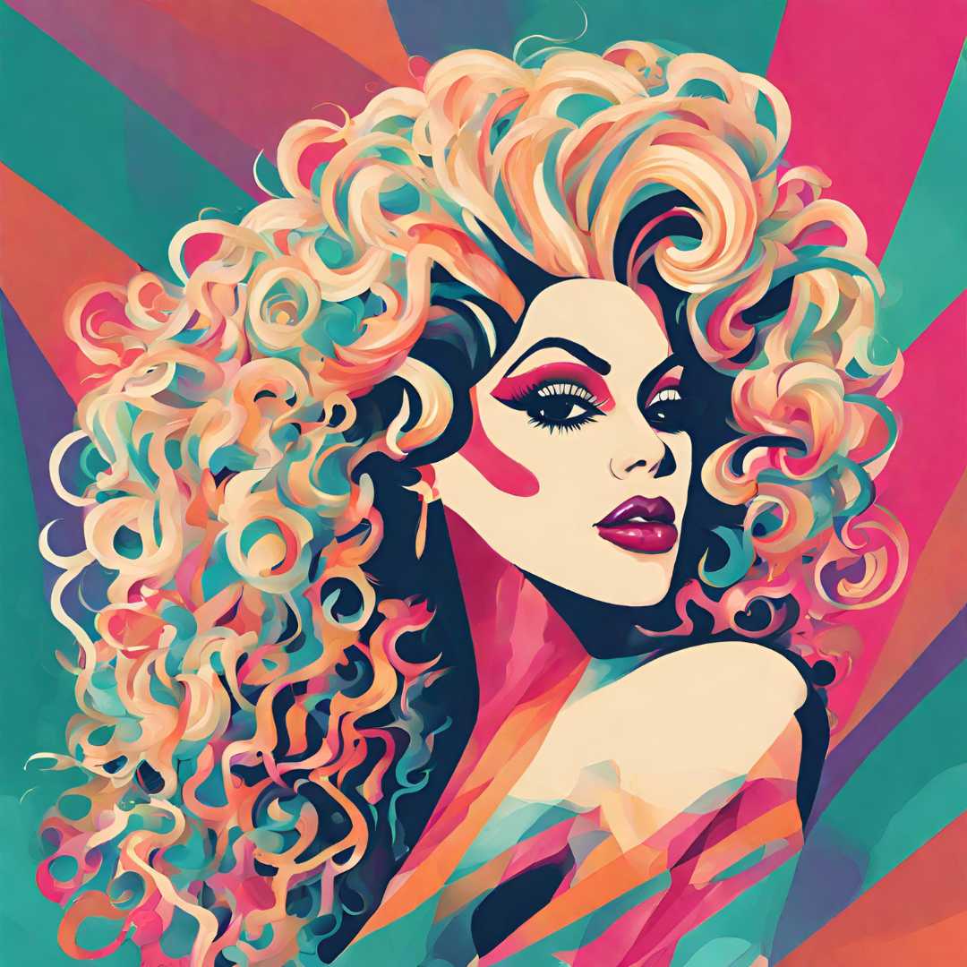 abstract illustration of drag queen portrait