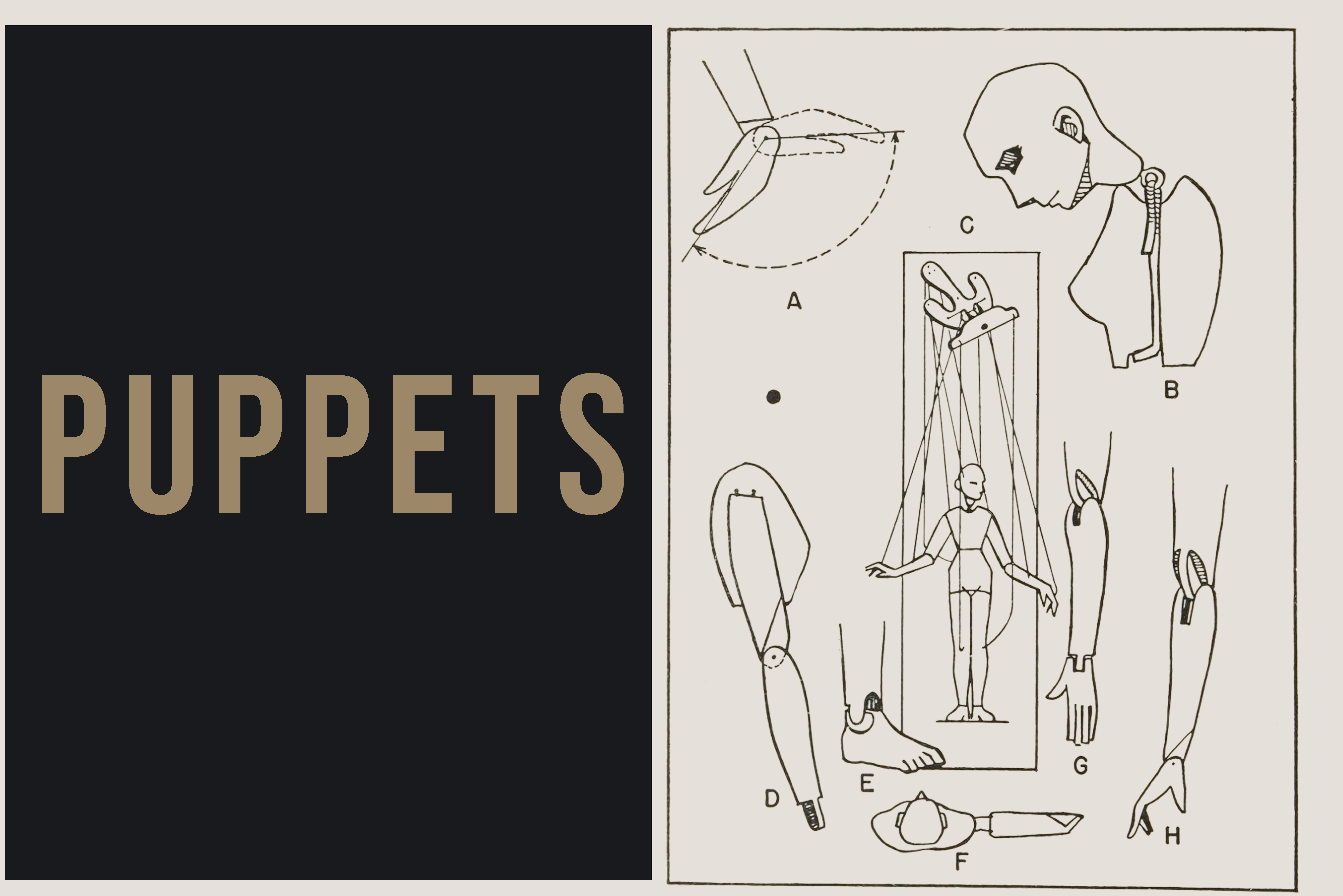 puppet logo and archive illustration of stringed marionette