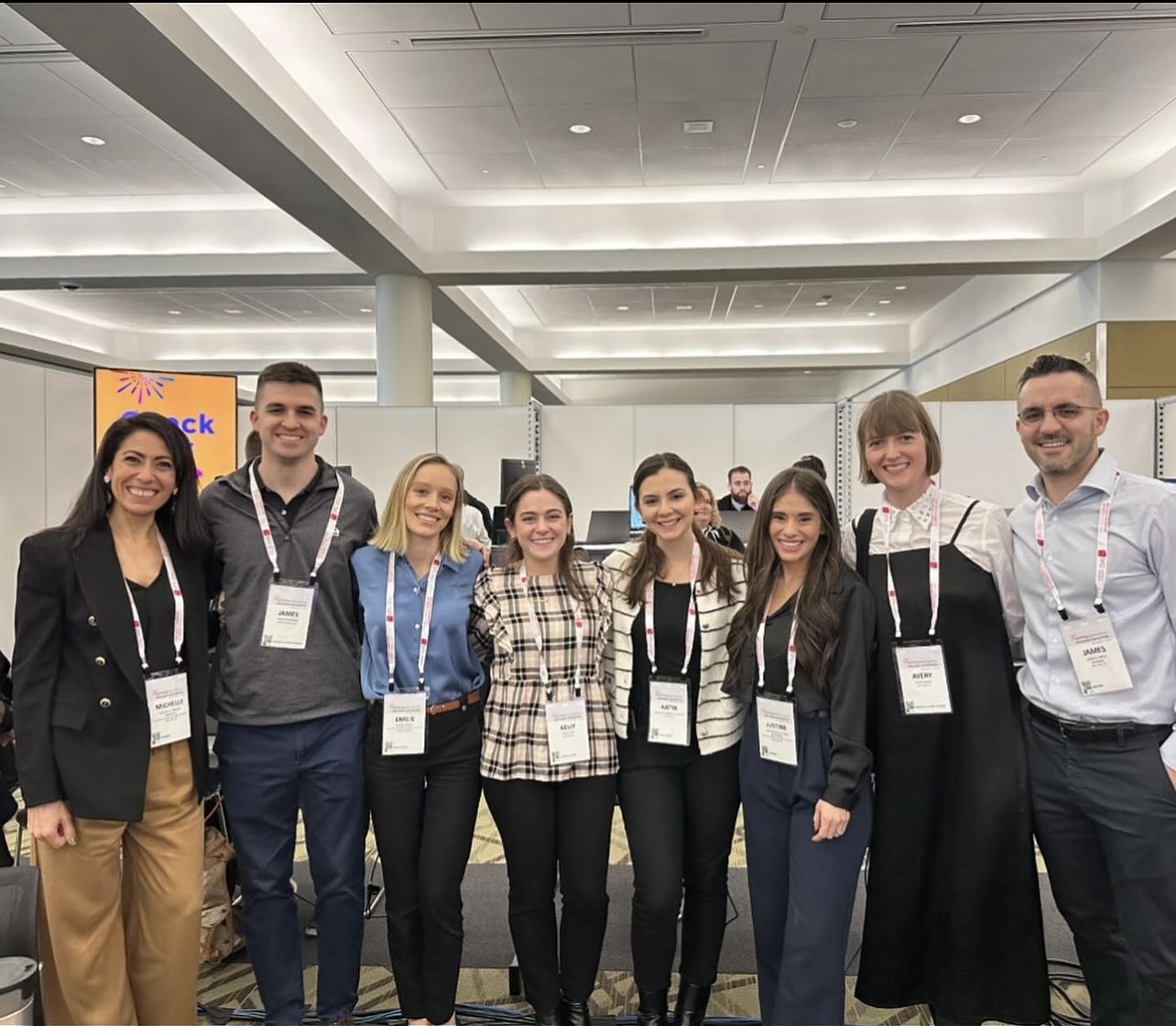 Left to right: Michelle Troche, James Borders, Emilie Lowell, Kelly Veit, Katya Villarreal Cavazos, Justine Dallal-York, Avery Dakin, James Curtis