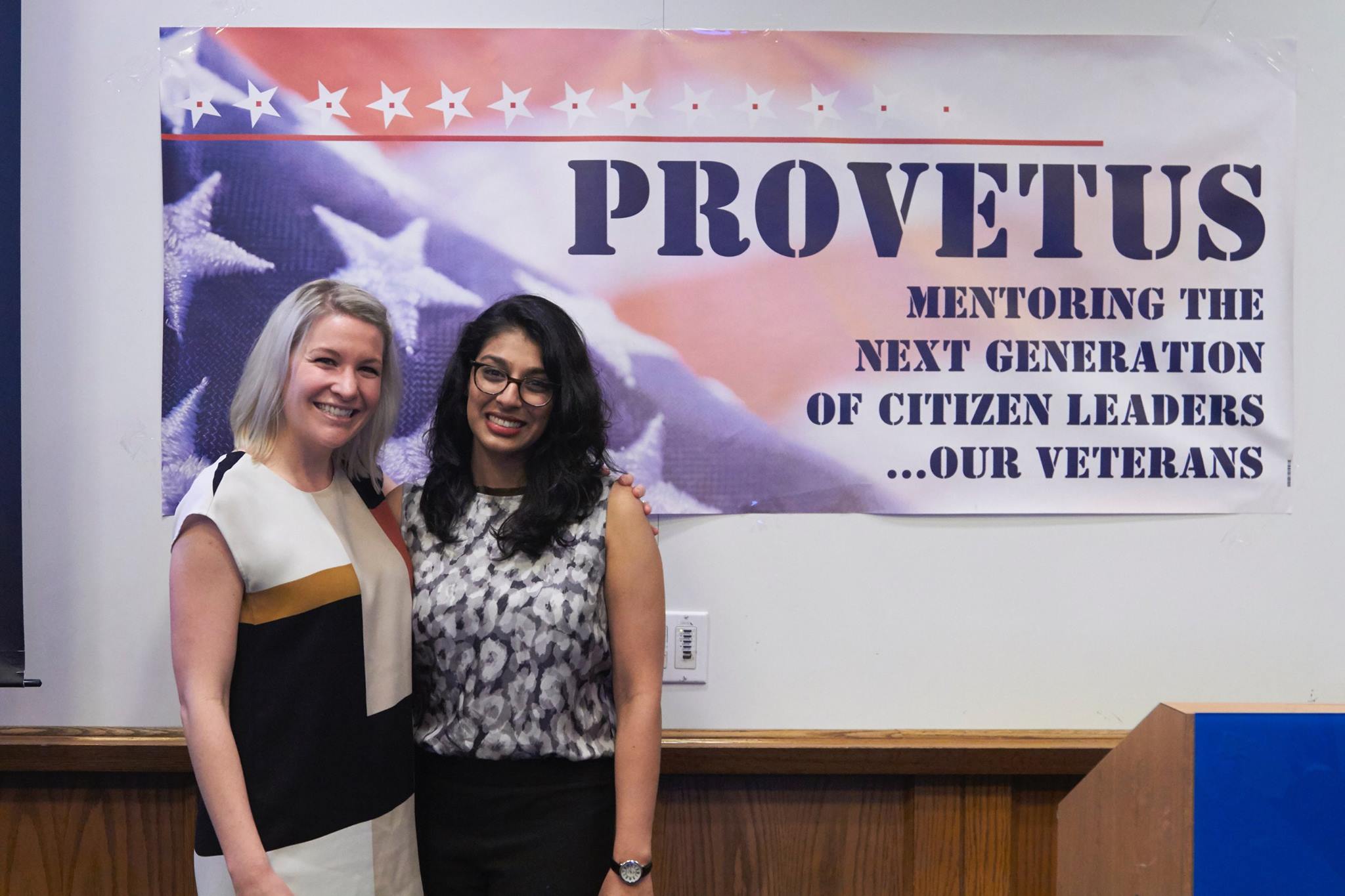 PROVETUS banner with two women standing in front