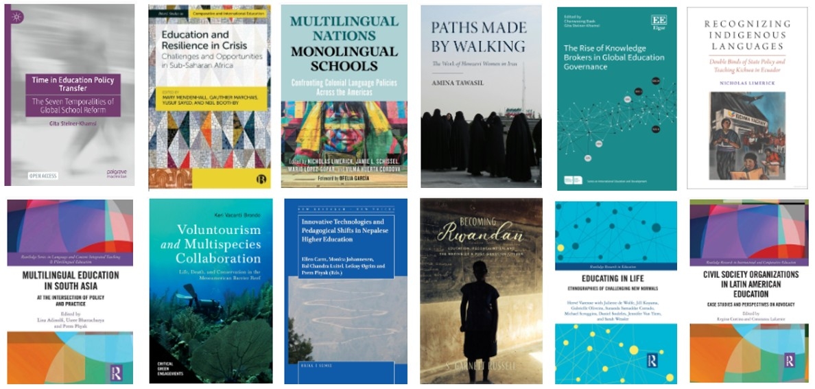 Collage of 12 book covers by faculty of the International & Transcultural Studies department