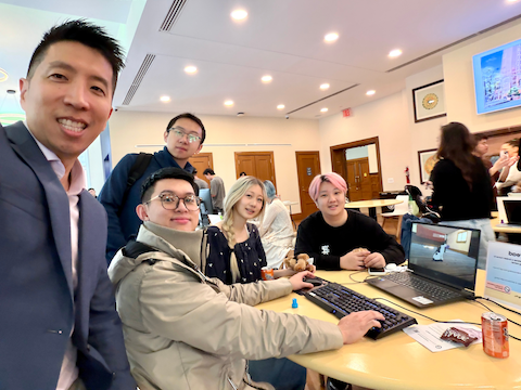 Professor Lee and students at the Game Showcase and Demo Day