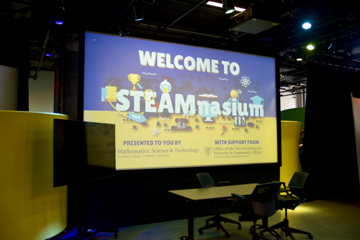 Image of a blue and yellow screen with steam icons and
