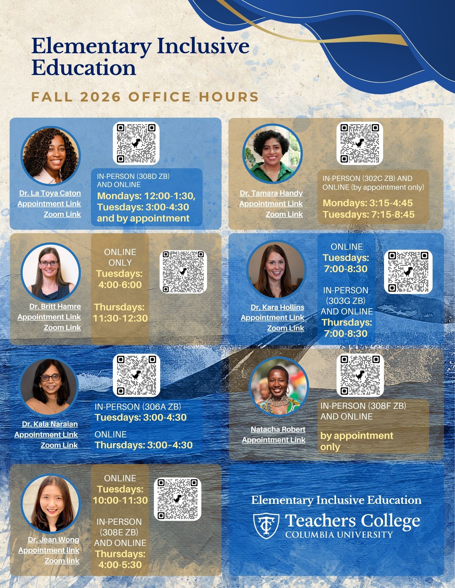 Elementary Inclusive Education Fall 2026 Office Hours