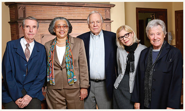 TC ON THEIR MINDS
Among TC community members making planned gifts to the College are (from left)
O. Roger Anderson, Professor of Natural Sciences; Janice Robinson, Vice President for Diversity
& Community Affairs; W. Warner Burke, E.L. Thorndike Professor of Psychology & Education; Katie Embree, Vice Provost; and Judith Burton, Professor of Art & Art Education.