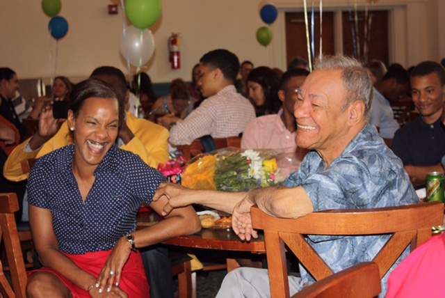 Morales-Alexander with her father, Victor Morales, at a ceremony at which Lehman College honored them both.