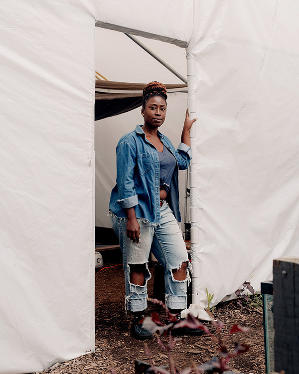 EFFICIENT FARMER Yemi Amu, photographed by Caroline Tompkins for Vogue 