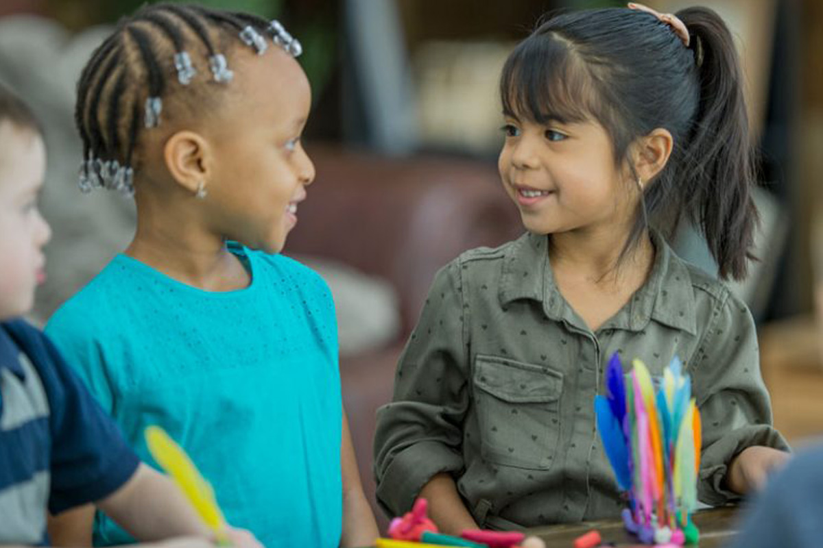 Two friends in classroom