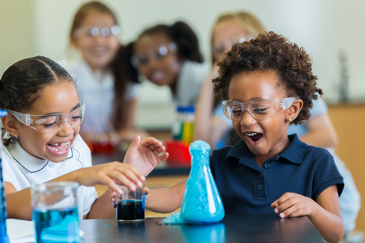 Kids performing science experiments