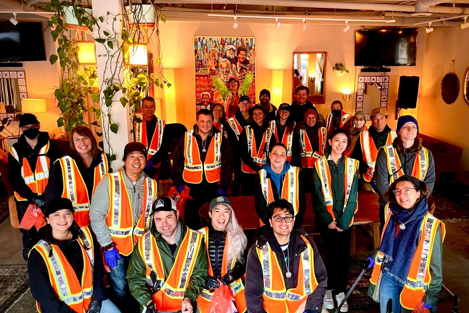 TC alumni volunteer in a park cleanup