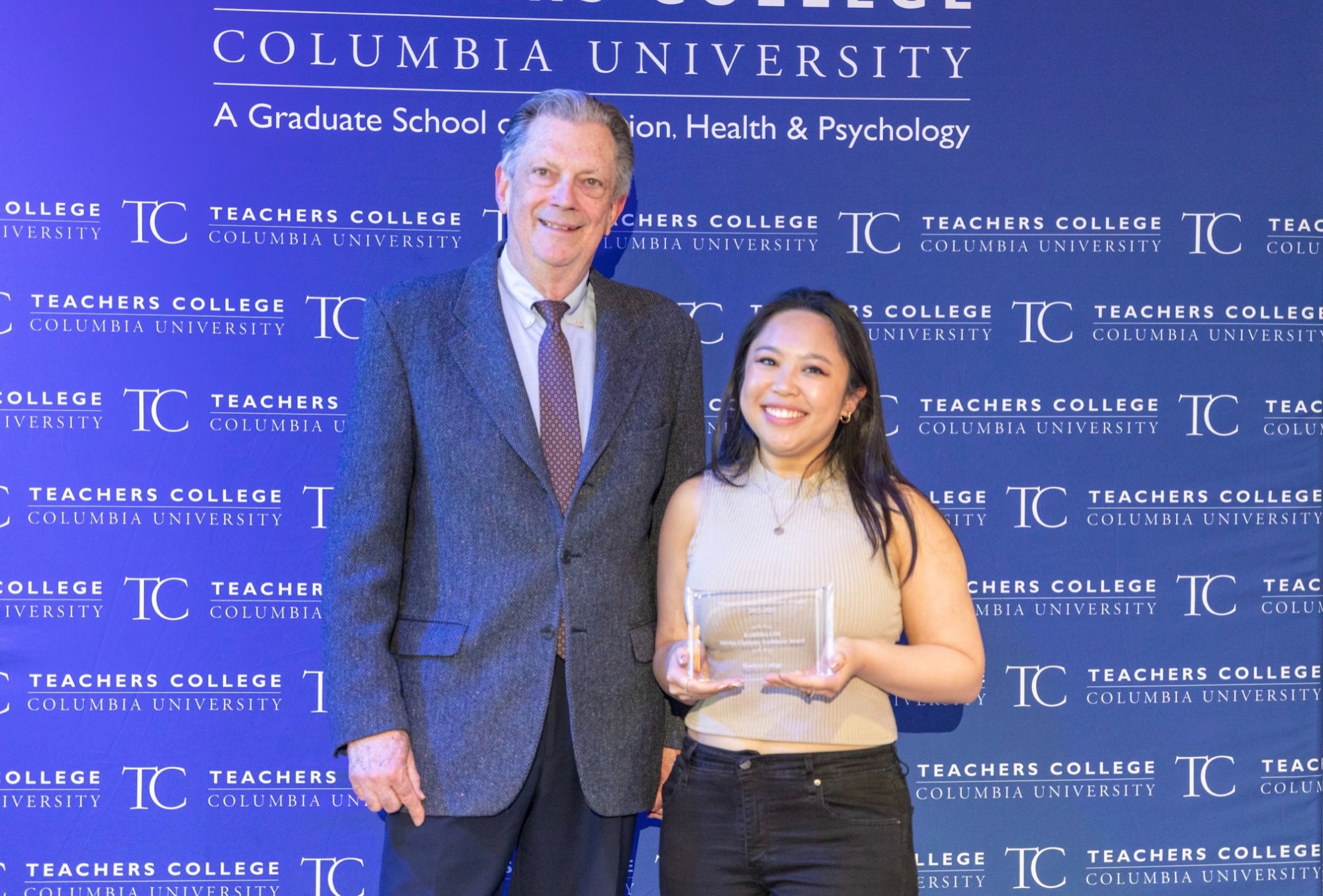 Student receiving the Shirley Chisholm Trailblazer Award.