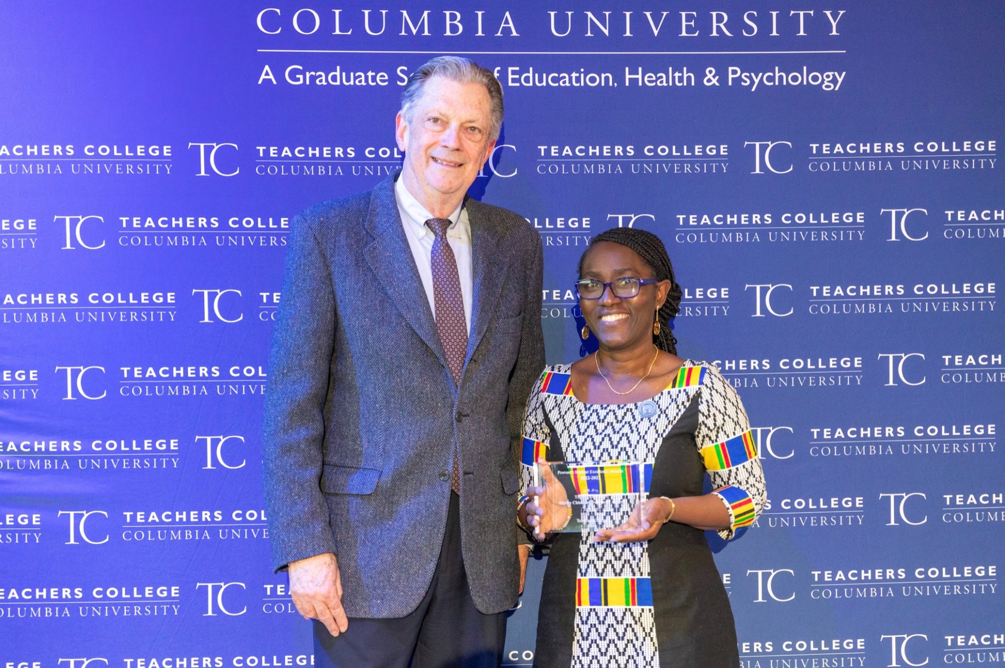 Student receiving the Shirley Chisholm Trailblazer Award.