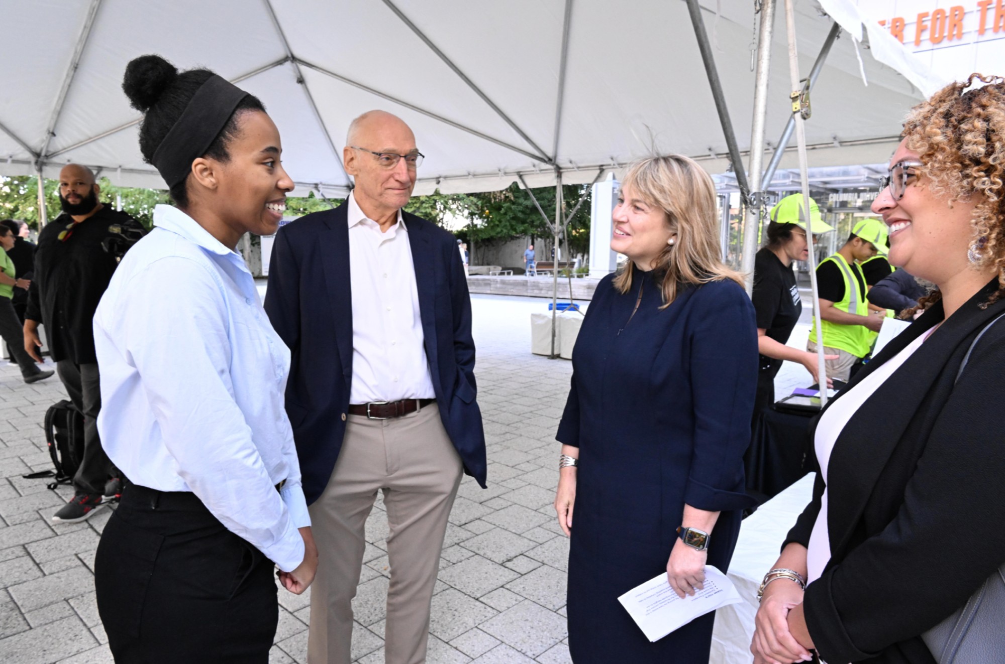 President Bailey chats with Columbia neighbors and friends.