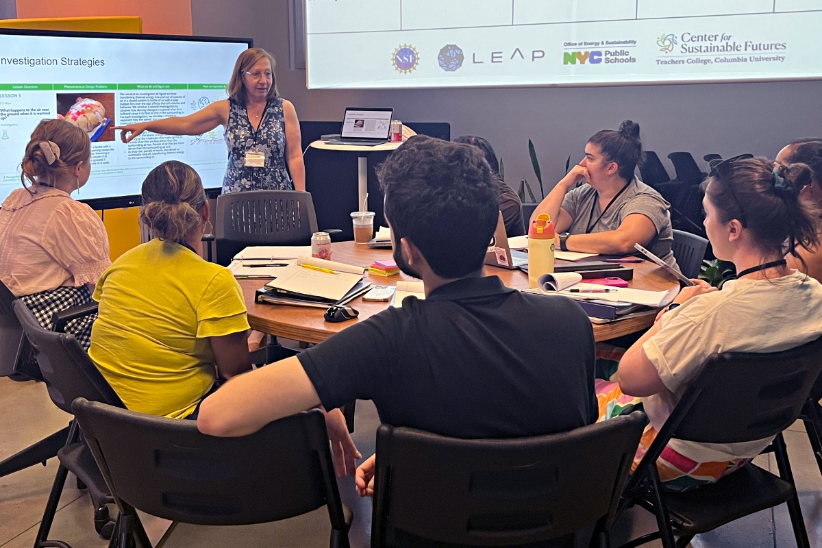 Ann Rivet instructing educators during the Summer Climate Institute