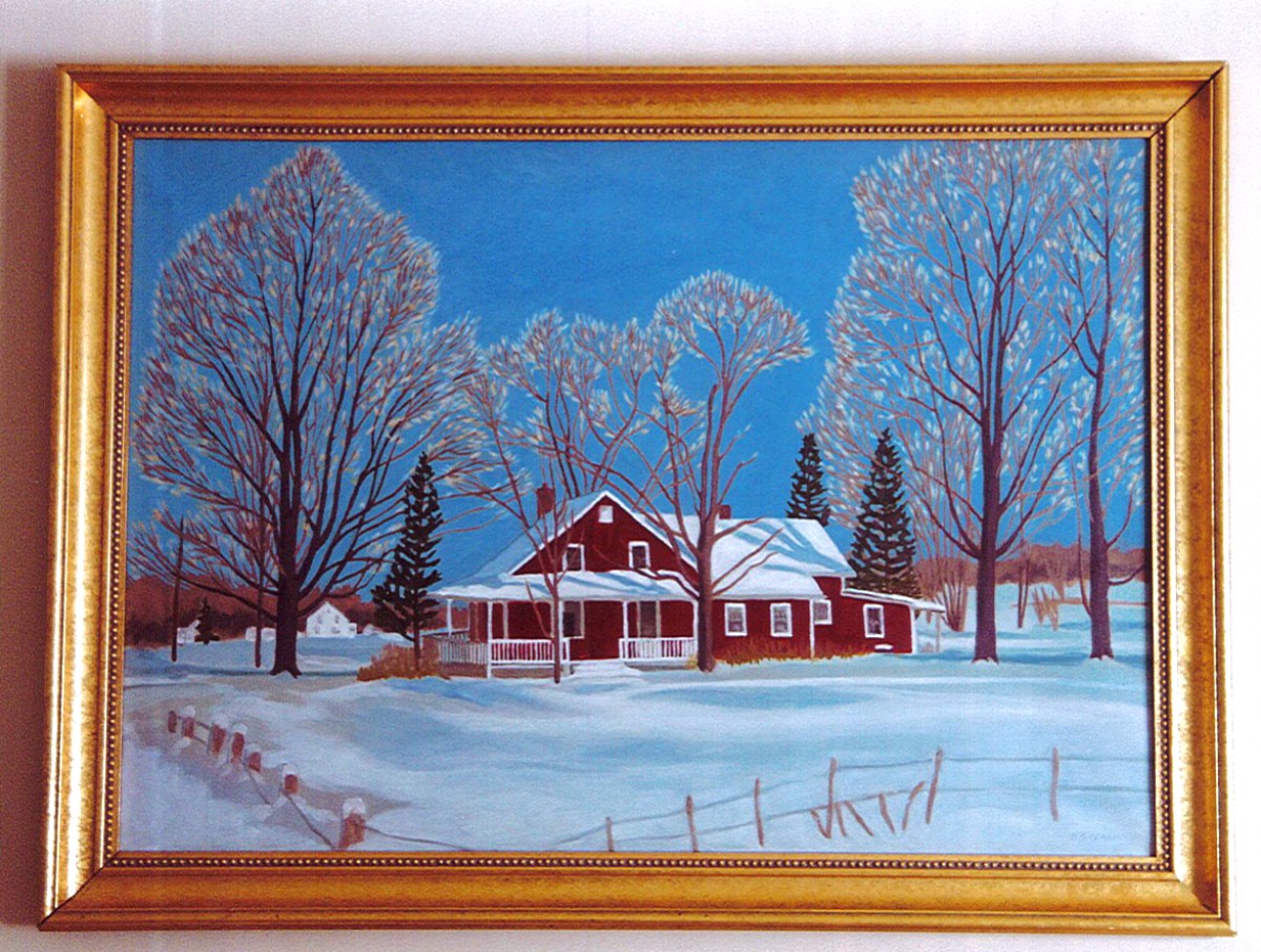 Painting of winter landscape.