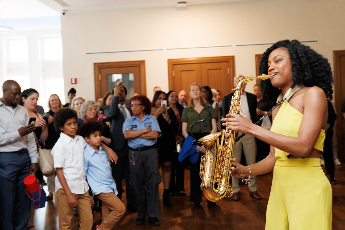 Ashley Chambers playing saxophone