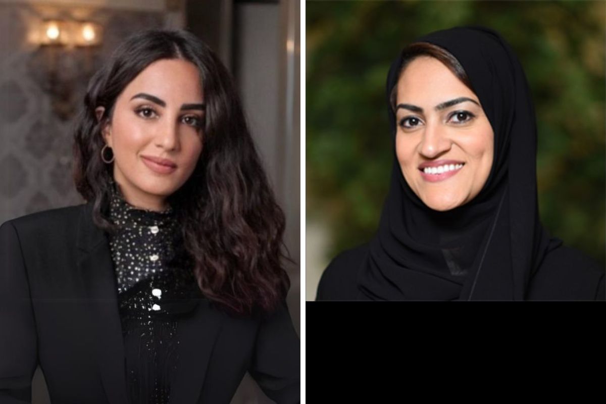 Mounira Jamjoom, a woman with long brown hair and a black dress, and Sara Zaini, a woman in a black hijab and shirt