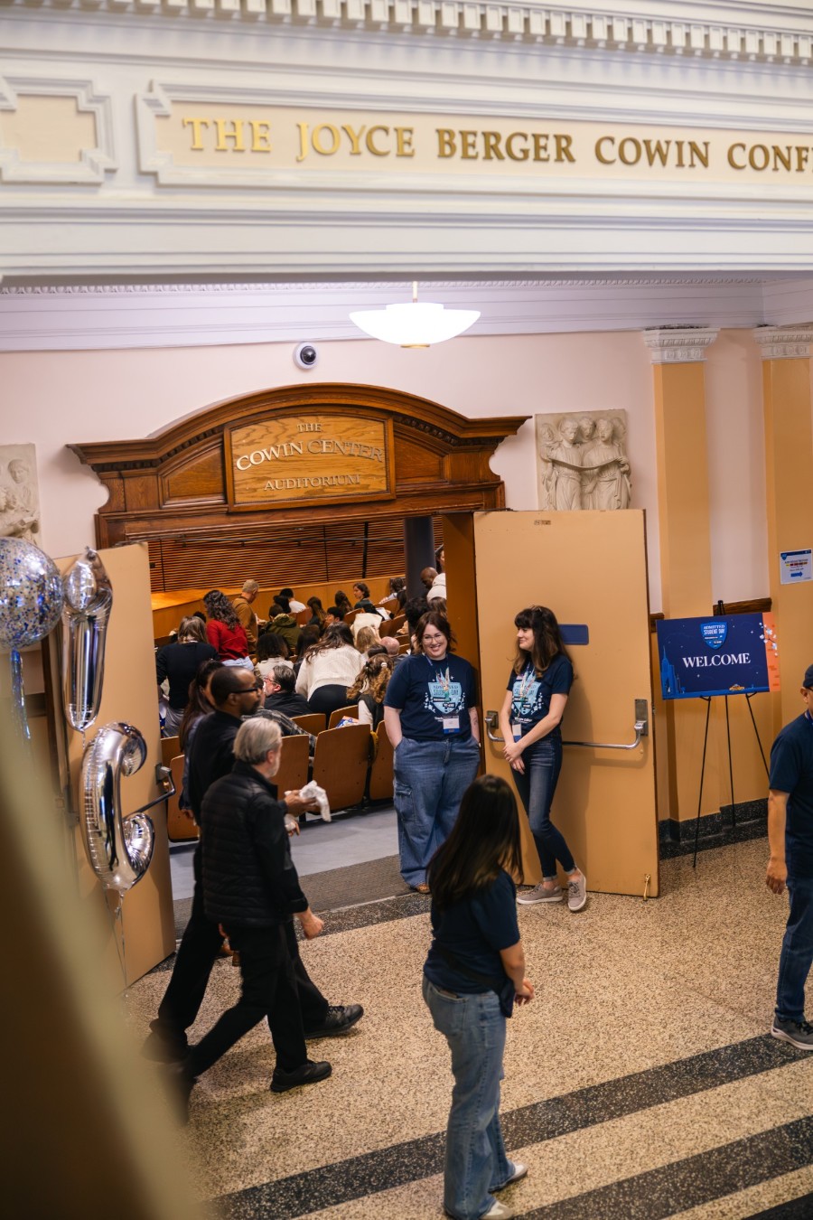 Students entering campus.
