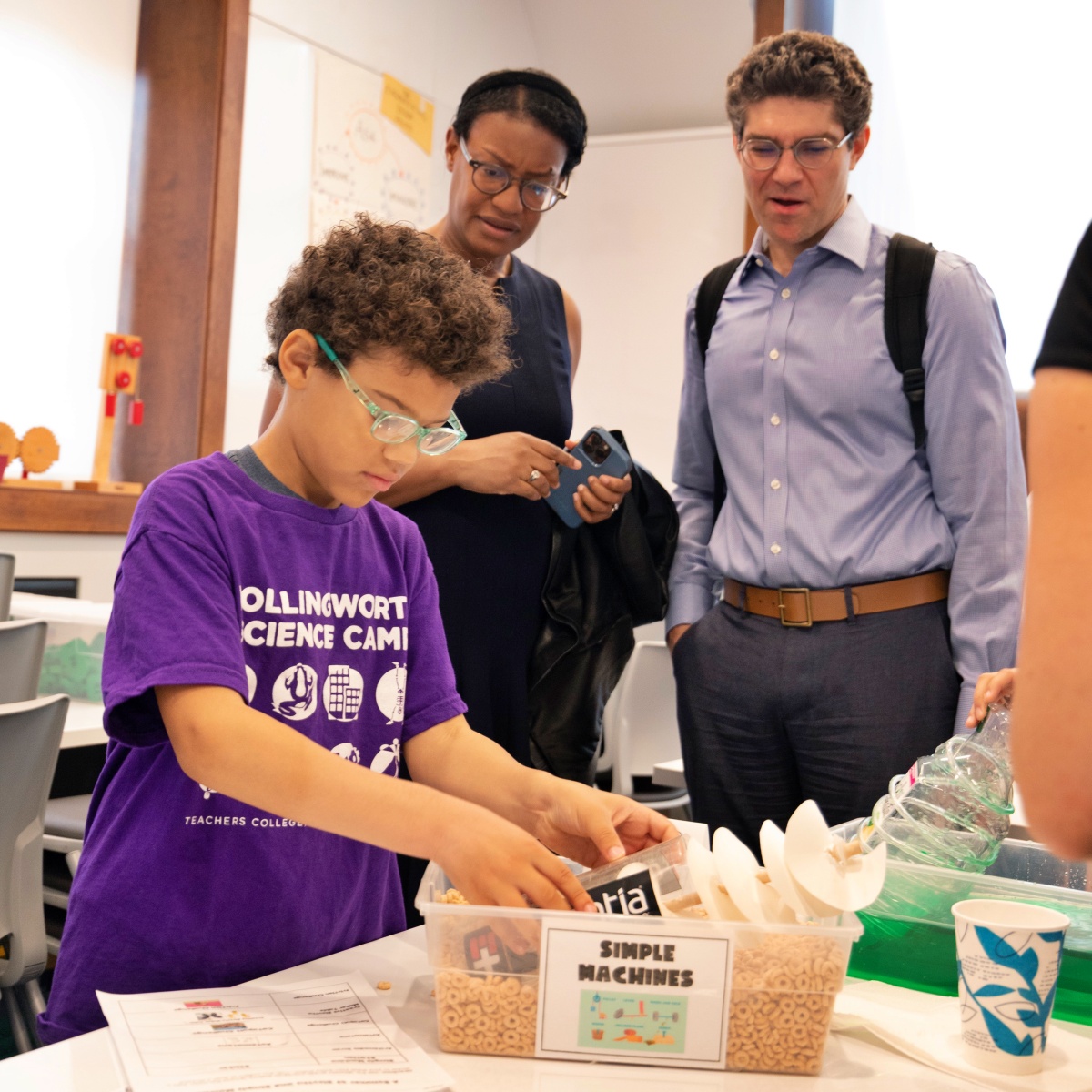 Student demonstrates a homemade machine