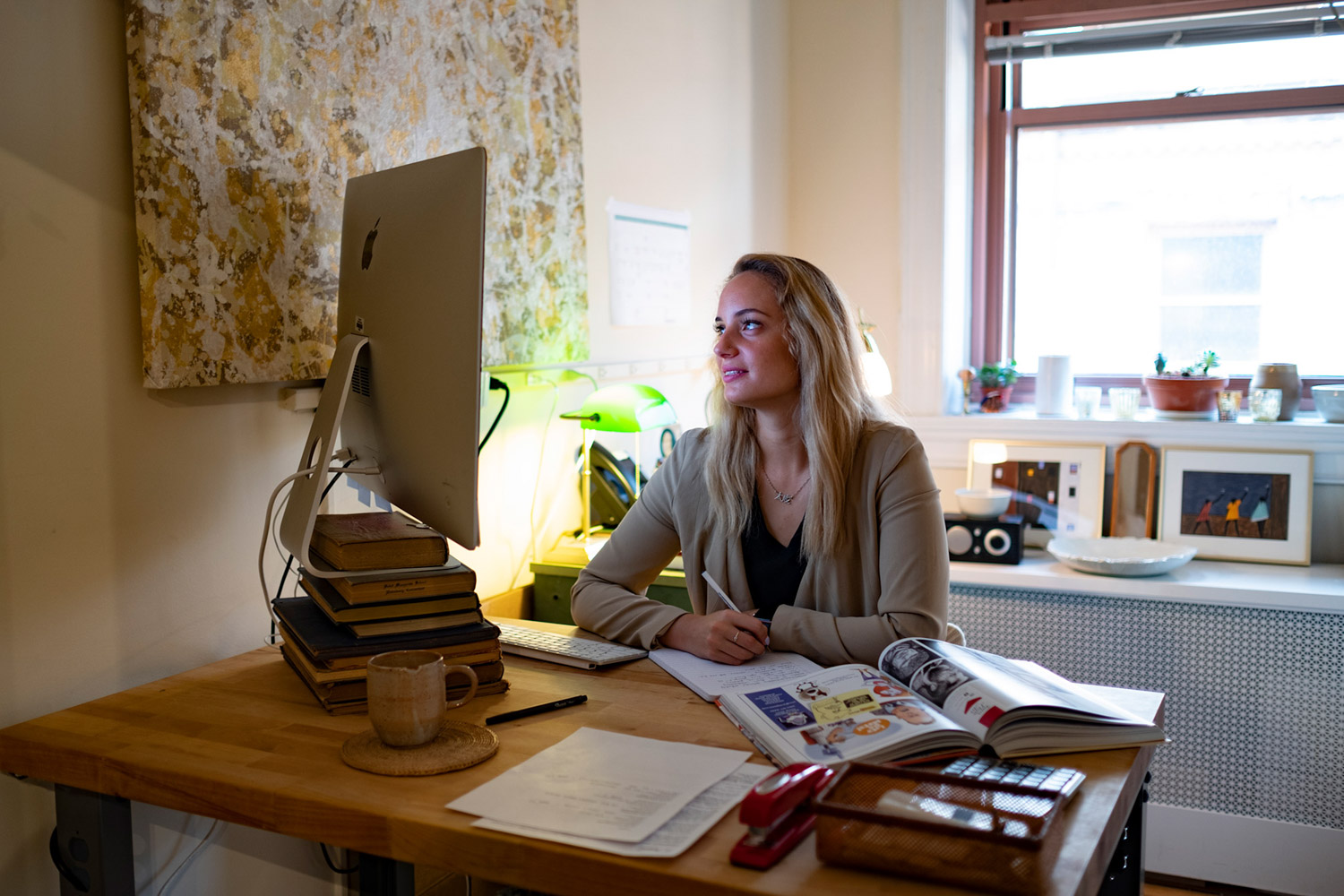 Woman in an office on the computer